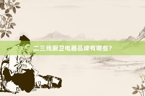 二三线厨卫电器品牌有哪些？